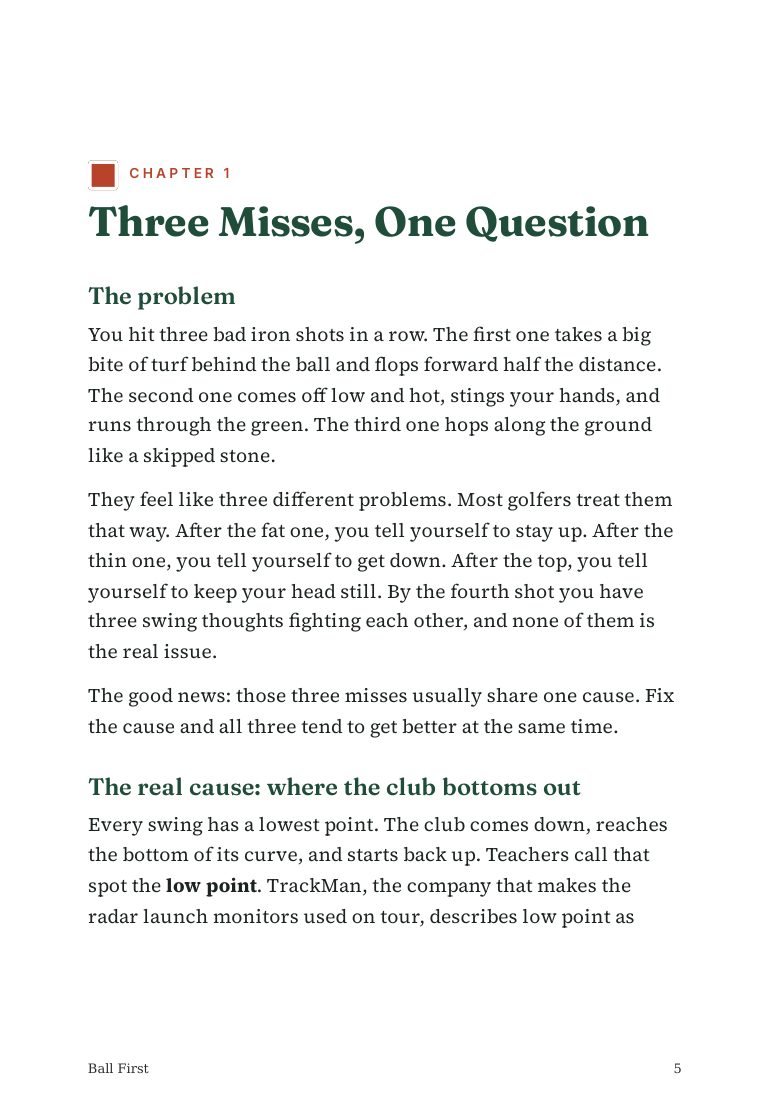 Sample page: opening of chapter 1, Three Misses, One Question