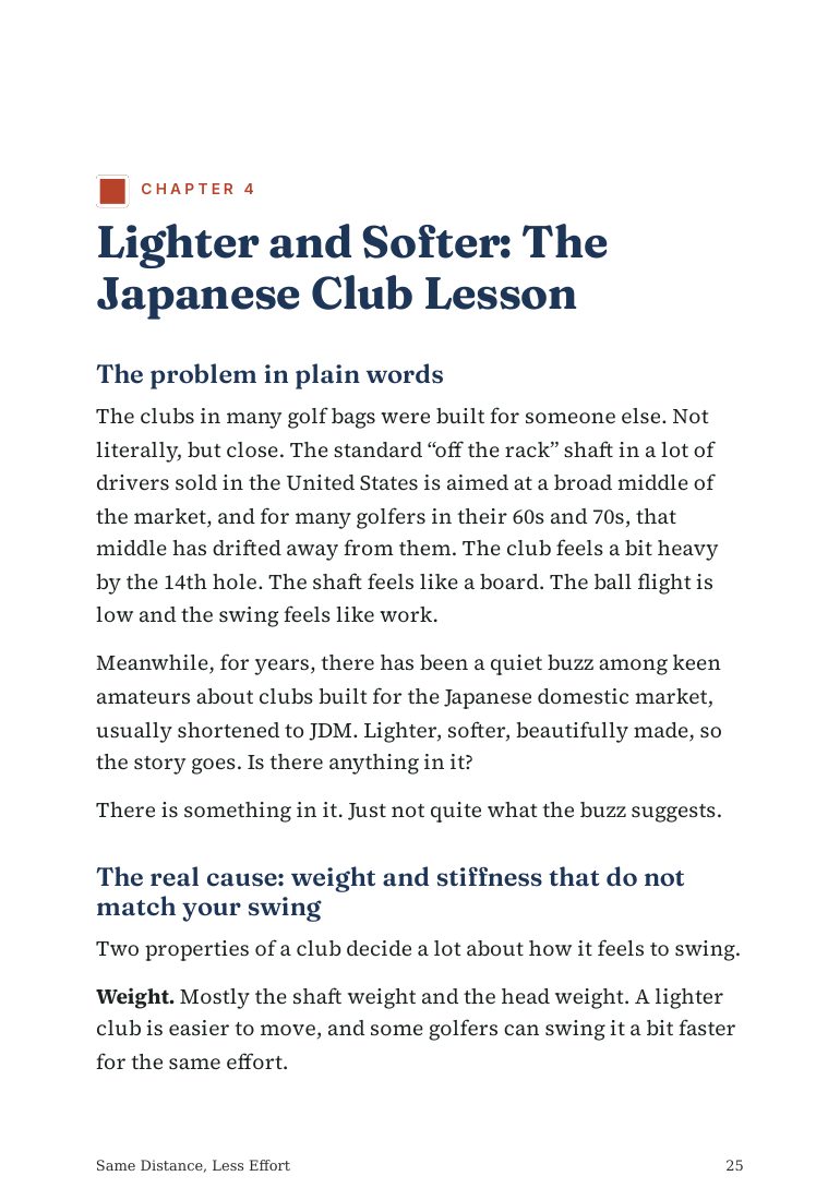 Sample page: opening of the chapter on lighter Japanese-market clubs