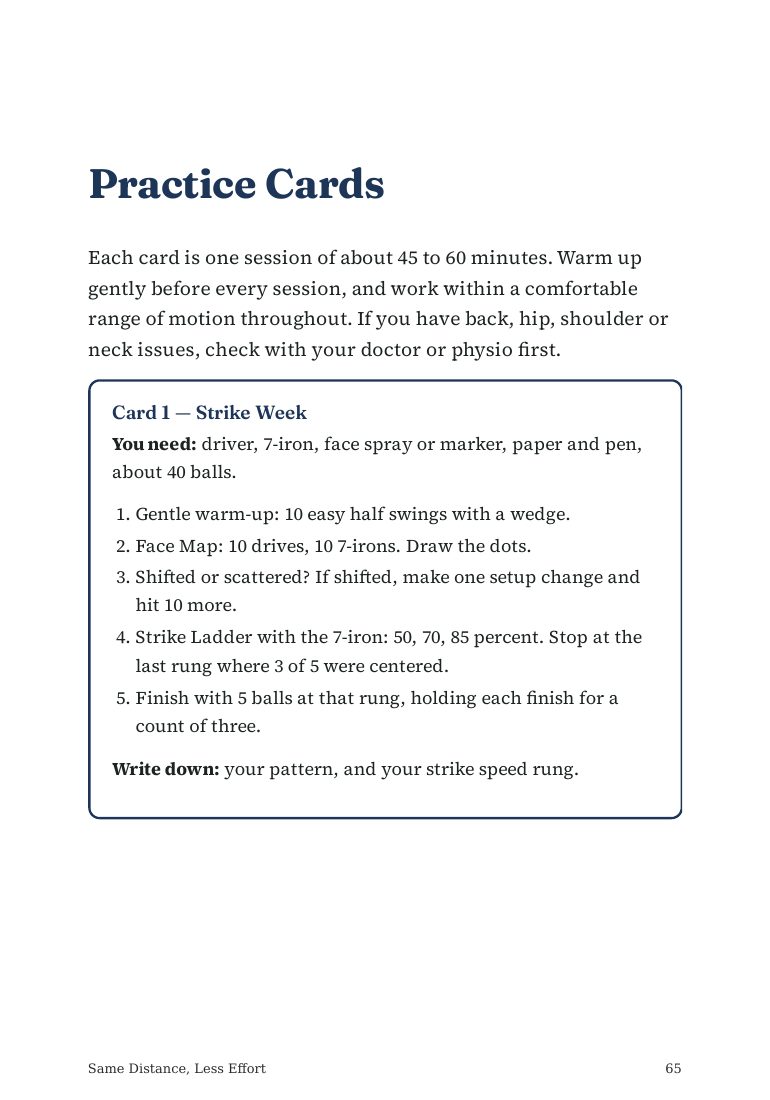 Sample page: a practice card