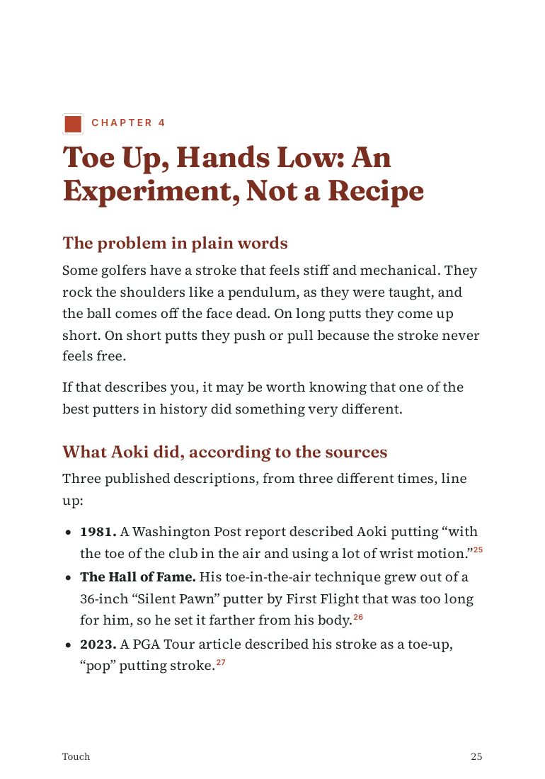 Sample page: opening of the toe-up putting chapter